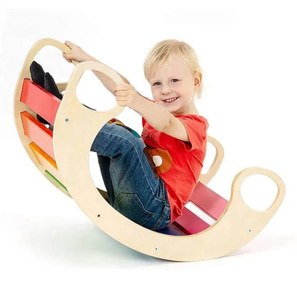 Little Angel Kids Wooden Montessori Rocker – Multicolor