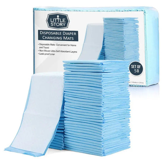Little Story Disposable Changing Mats (50 Pcs, Blue)