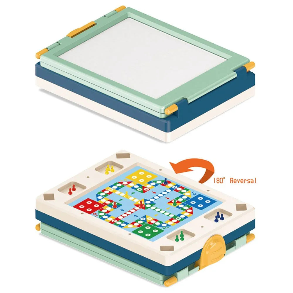 Little Story Artist Double Sided Handbag Drawing Board With Board Game (Green, 31 Pcs)