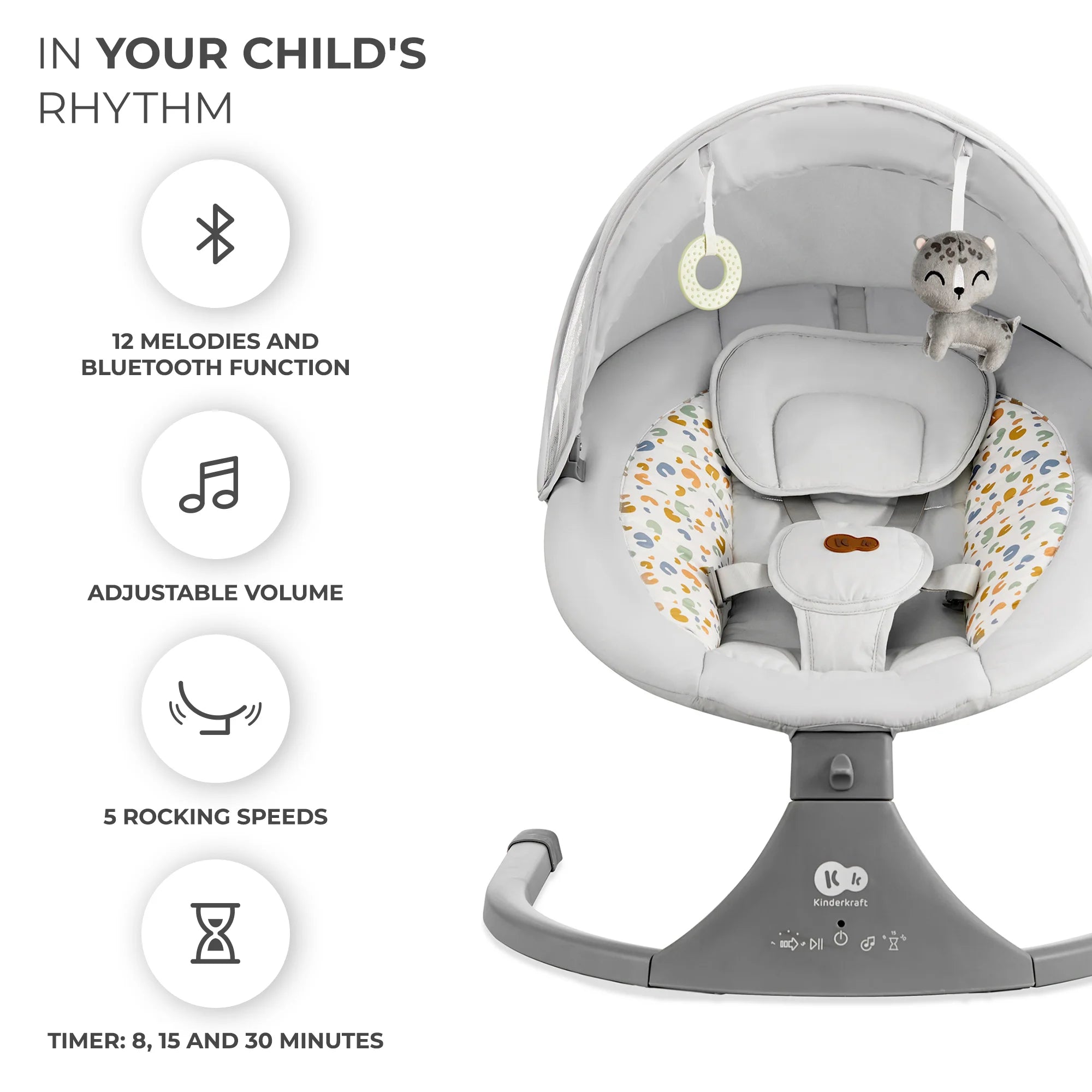 Kinderkraft 2-In-1 Lumi 2 Electric Rocker-Bouncer