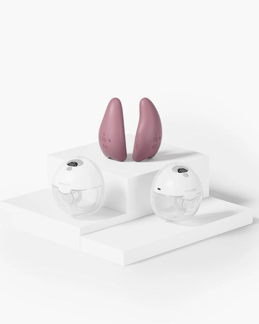 Momcozy M5 , Grey Color Heat Massager Package( Double M5 Breast Pump +Double Breast Massager, 2 pieces  )