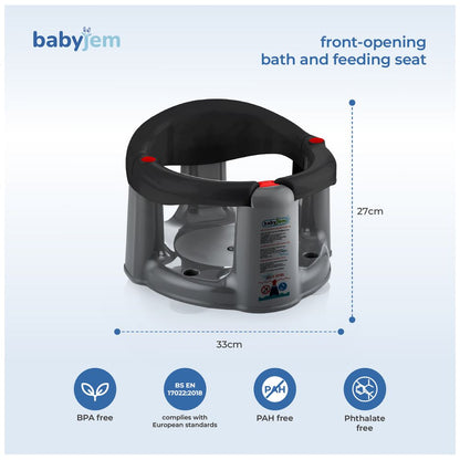 Babyjem Anti-Slip Baby Bath & Feeding Seat (6+ Months, Black)