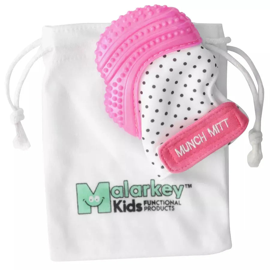 Malarkey Kids قفاز المضغ للتسنين (منقط وردي)