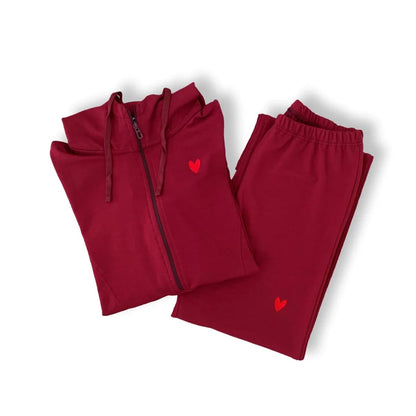 Become a Mom Maternity Tracksuit (Maroon, Small)