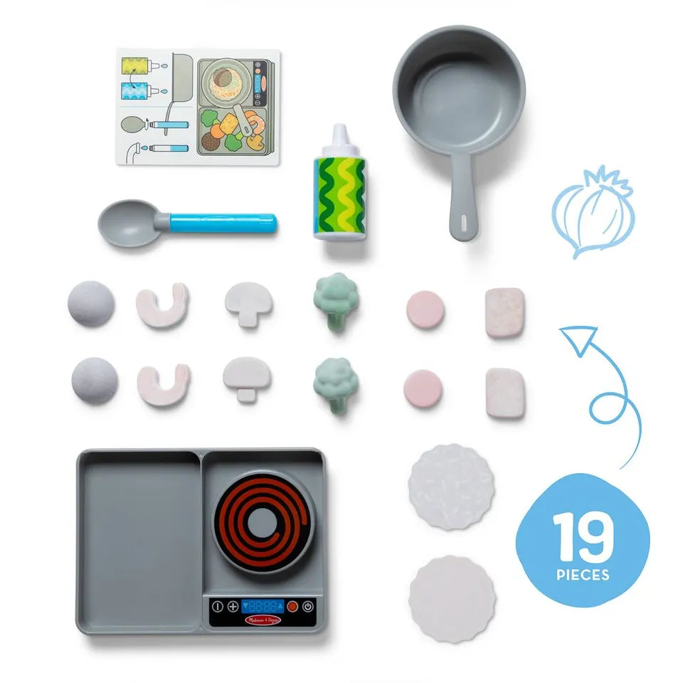 Melissa & Doug - Simmer & Stir Stovetop Pretend Play Set - 19 Pcs - Multicolor
