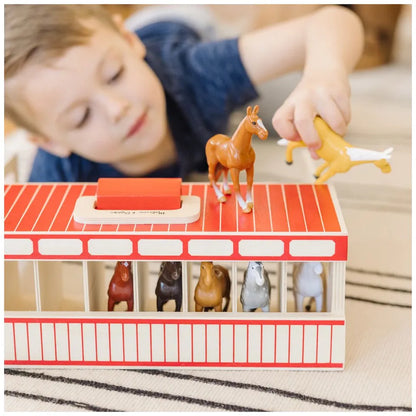 Melissa & Doug - Take-Along Show-Horse Stable Play Set - 9 Pcs - Multicolor