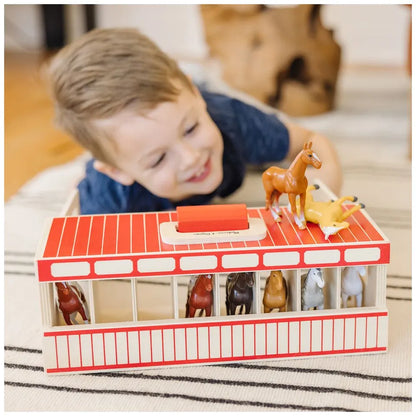 Melissa & Doug - Take-Along Show-Horse Stable Play Set - 9 Pcs - Multicolor