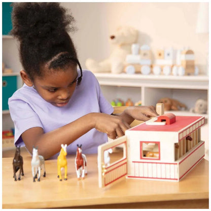 Melissa & Doug - Take-Along Show-Horse Stable Play Set - 9 Pcs - Multicolor