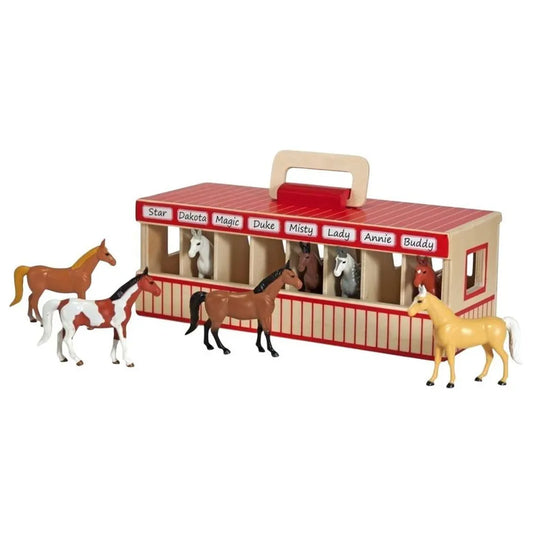 Melissa & Doug - Take-Along Show-Horse Stable Play Set - 9 Pcs - Multicolor