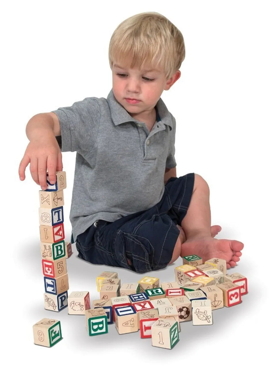 Melissa & Doug - Wooden ABC/123 Blocks - 50 Pcs - Multicolor