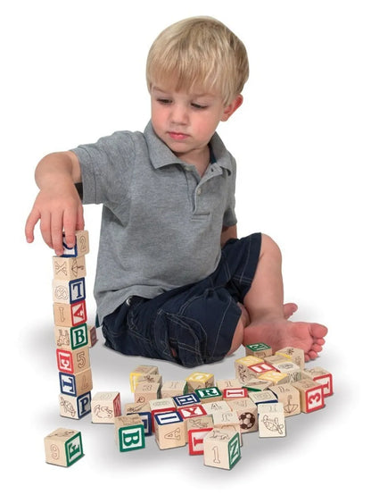 Melissa & Doug - Wooden ABC/123 Blocks - 50 Pcs - Multicolor