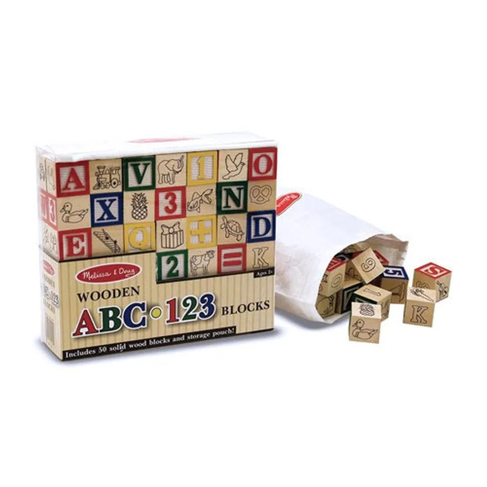 Melissa & Doug - Wooden ABC/123 Blocks - 50 Pcs - Multicolor