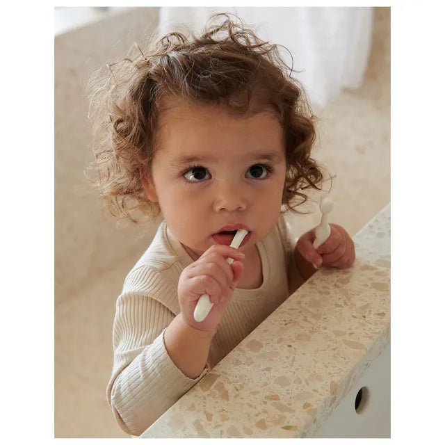 Mininor Infant to Toddler Tooth Brush Training Set (White/Grey)