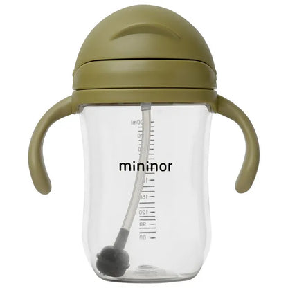 Mininor Non-spill Trainer Straw Cup, Weighted Straw (Moss Green, 330ml)