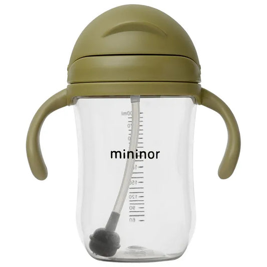 Mininor Non-spill Trainer Straw Cup, Weighted Straw (Moss Green, 330ml)