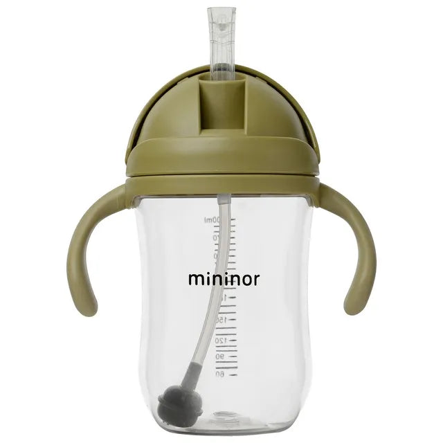 Mininor Non-spill Trainer Straw Cup, Weighted Straw (Moss Green, 330ml)