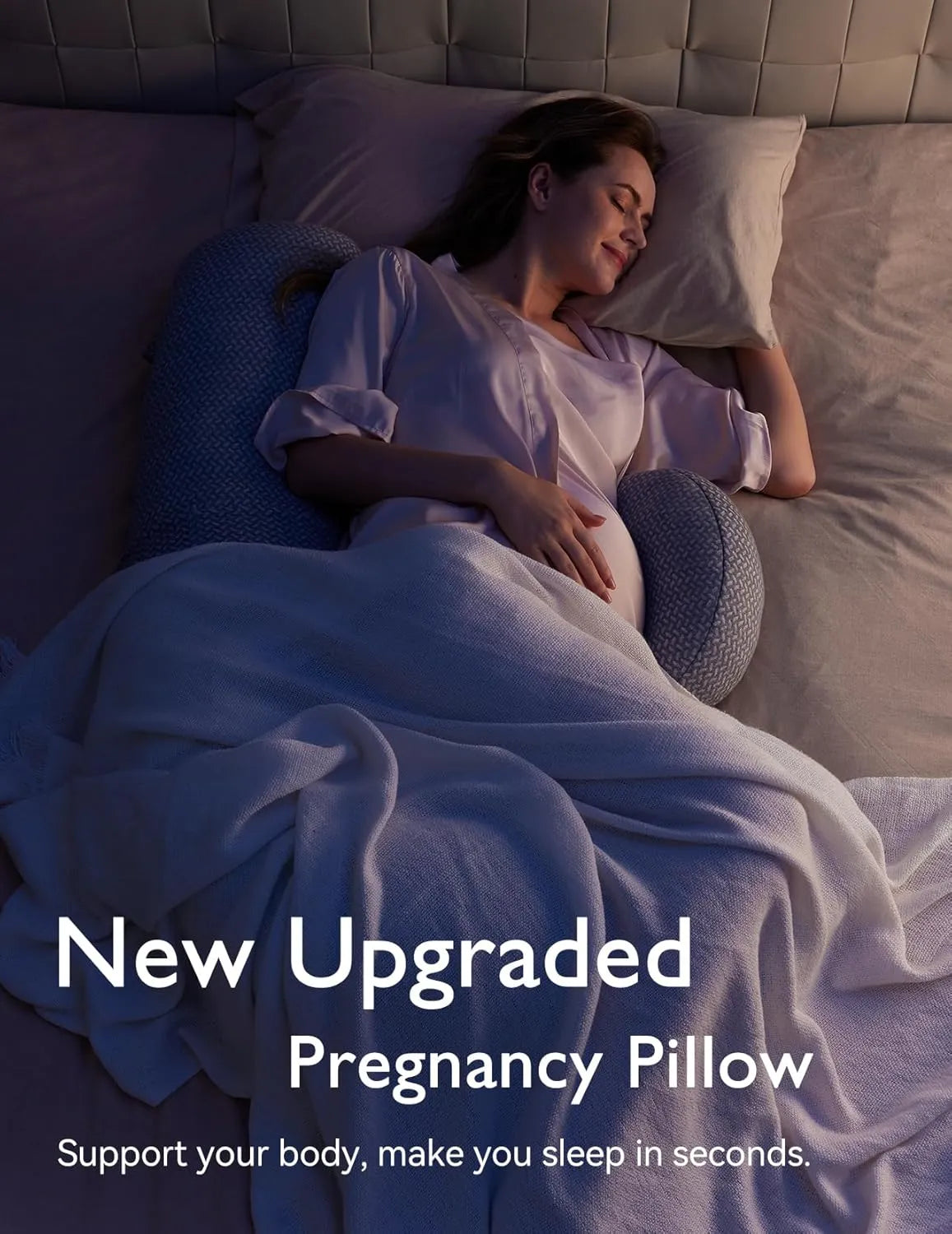 Momcozy F-Shaped Pregnancy Pillow with Air Layer Cover