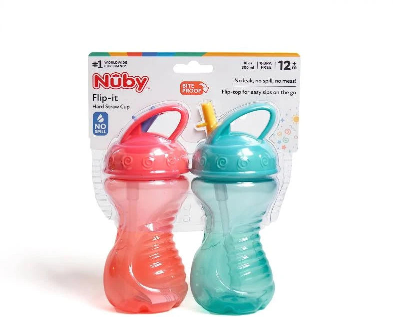 Nuby Hard Straw Flip It Cup (1pc, Assorted)