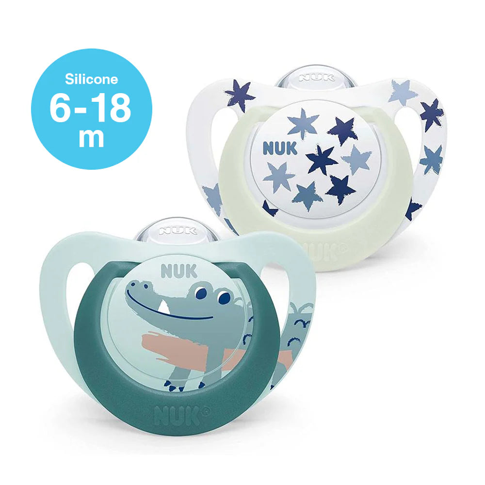 NUK Star Day & Night Silicone Soother Pacifier - Pack of  2 (6-18 Months)