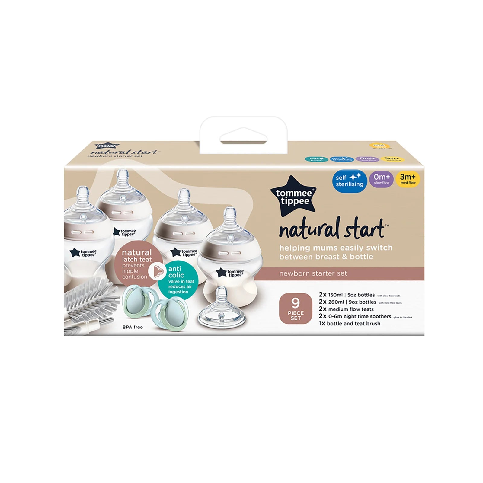 Tommee Tippee Closer to Nature Newborn Baby Bottle Starter Set (Clear)