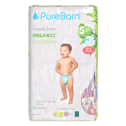 PureBorn Organic Bamboo Nappies (Size 5)