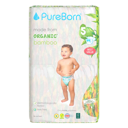 PureBorn Organic Bamboo Nappies (Size 5)