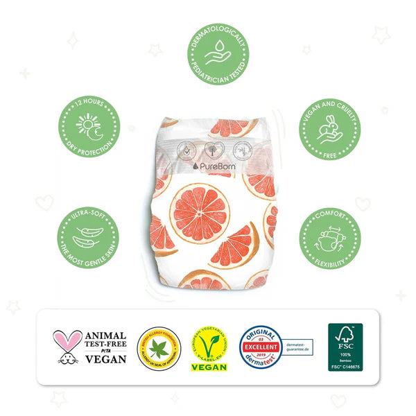 PureBorn Organic Bamboo Nappies (Size 5)