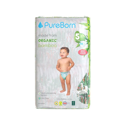 PureBorn Organic Bamboo Nappies (Size 5)
