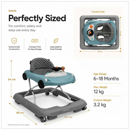 Neobreez Navix Premium 3-in-1 Activity Baby Walker – Blue/Grey