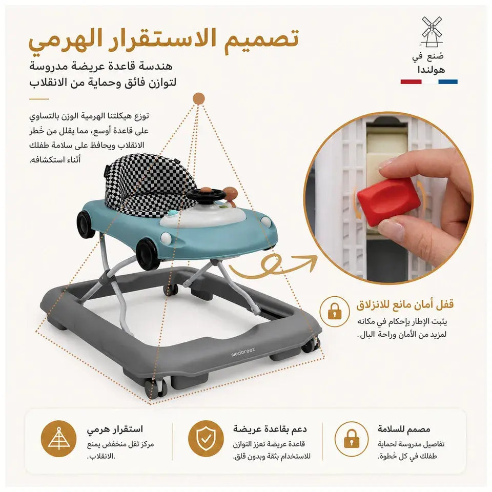 Neobreez Navix Premium 3-in-1 Activity Baby Walker – Blue/Grey