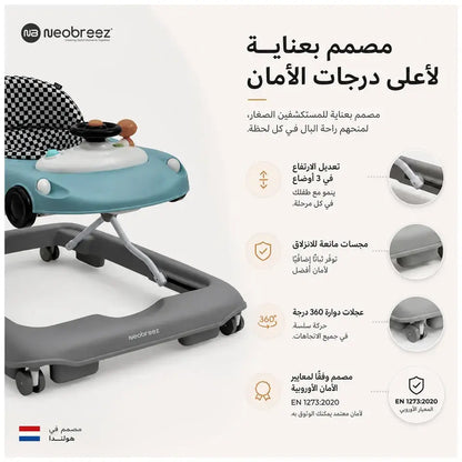 Neobreez Navix Premium 3-in-1 Activity Baby Walker – Blue/Grey