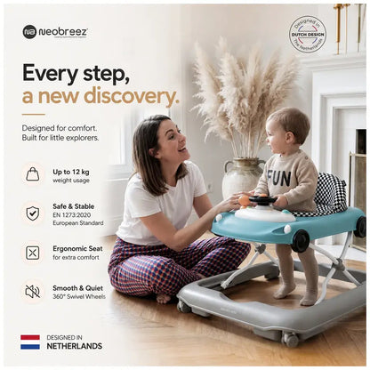 Neobreez Navix Premium 3-in-1 Activity Baby Walker – Blue/Grey