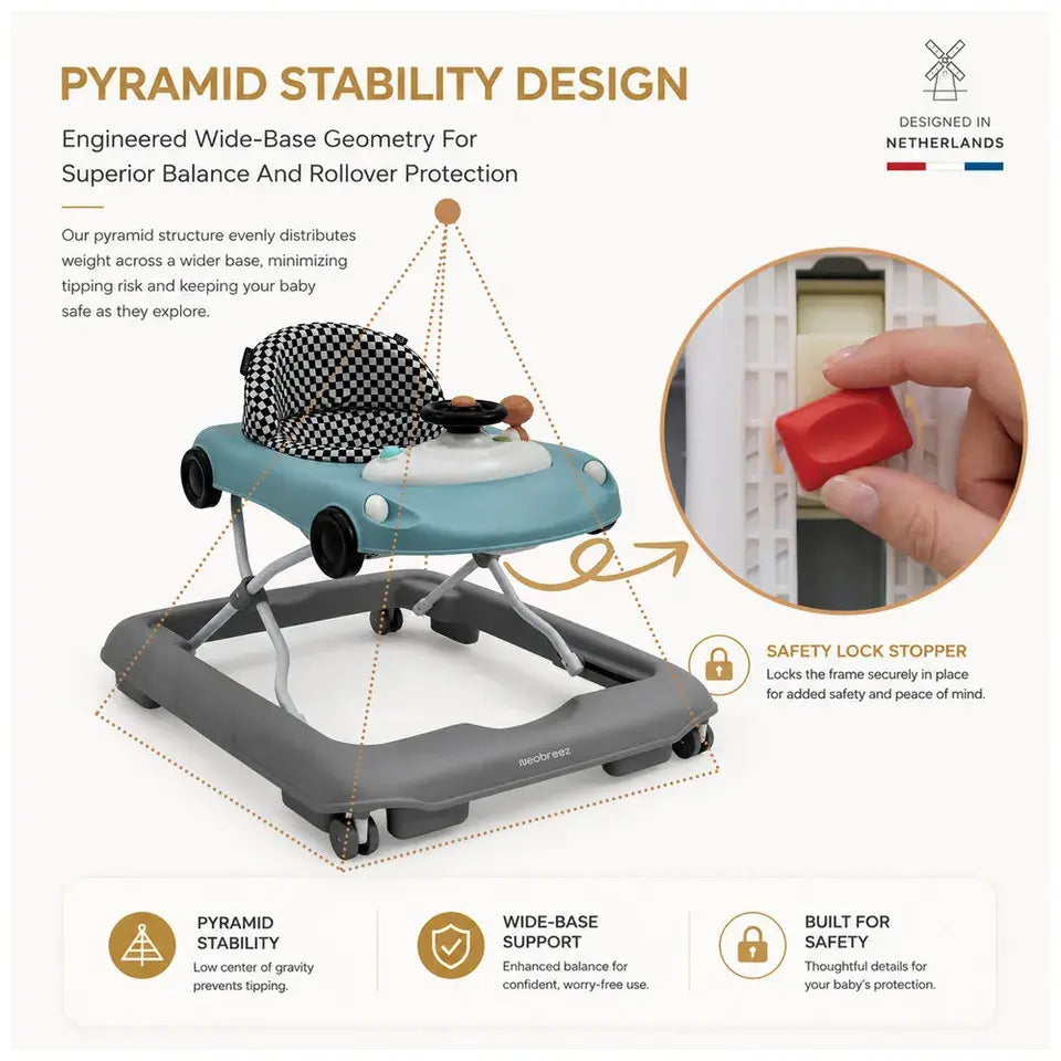 Neobreez Navix Premium 3-in-1 Activity Baby Walker – Blue/Grey