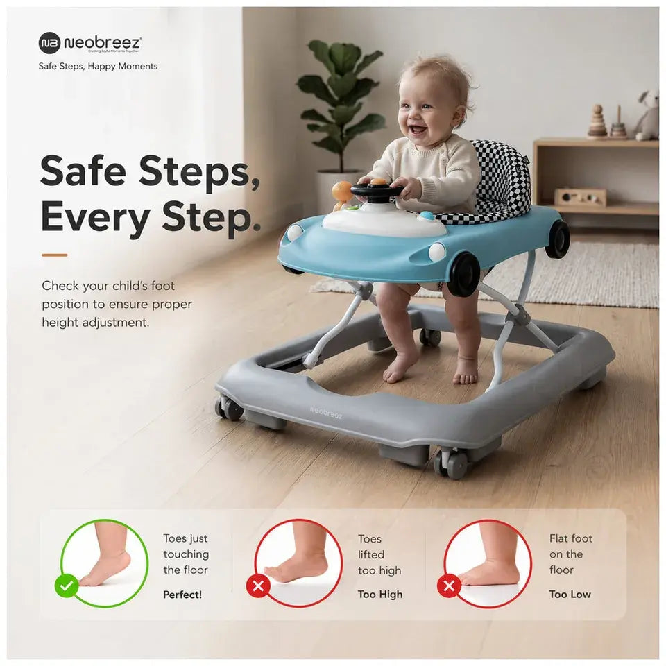 Neobreez Navix Premium 3-in-1 Activity Baby Walker – Blue/Grey