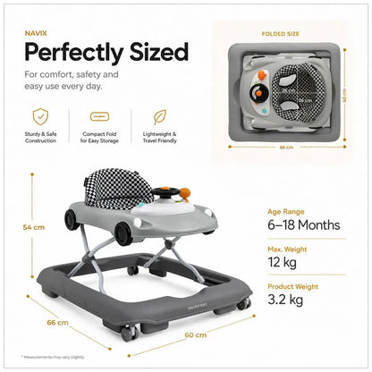 Neobreez Navix Premium 3-in-1 Activity Baby Walker – Grey
