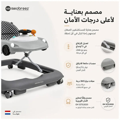 Neobreez Navix Premium 3-in-1 Activity Baby Walker – Grey