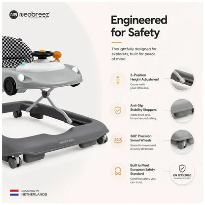 Neobreez Navix Premium 3-in-1 Activity Baby Walker – Grey