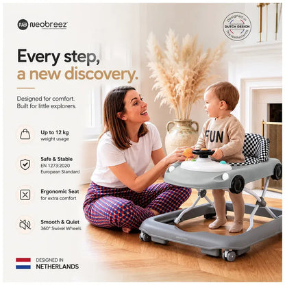 Neobreez Navix Premium 3-in-1 Activity Baby Walker – Grey