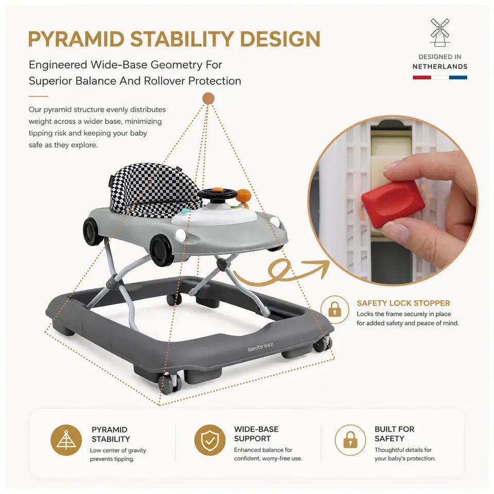 Neobreez Navix Premium 3-in-1 Activity Baby Walker – Grey