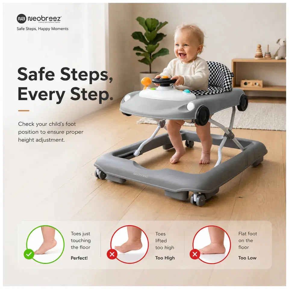 Neobreez Navix Premium 3-in-1 Activity Baby Walker – Grey