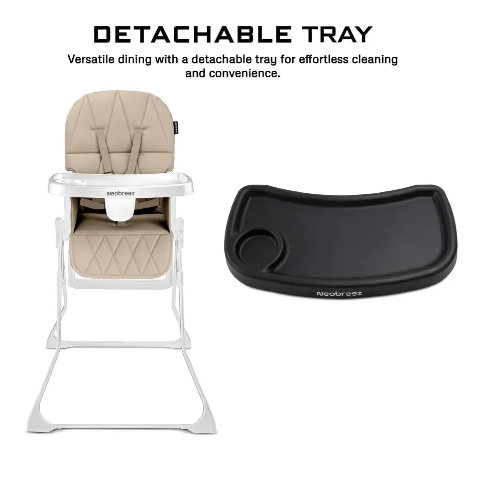 Neobreez Cris Foldable Baby High Chair – Beige/White