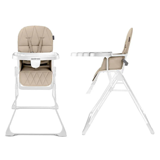 Neobreez Cris Foldable Baby High Chair – Beige/White