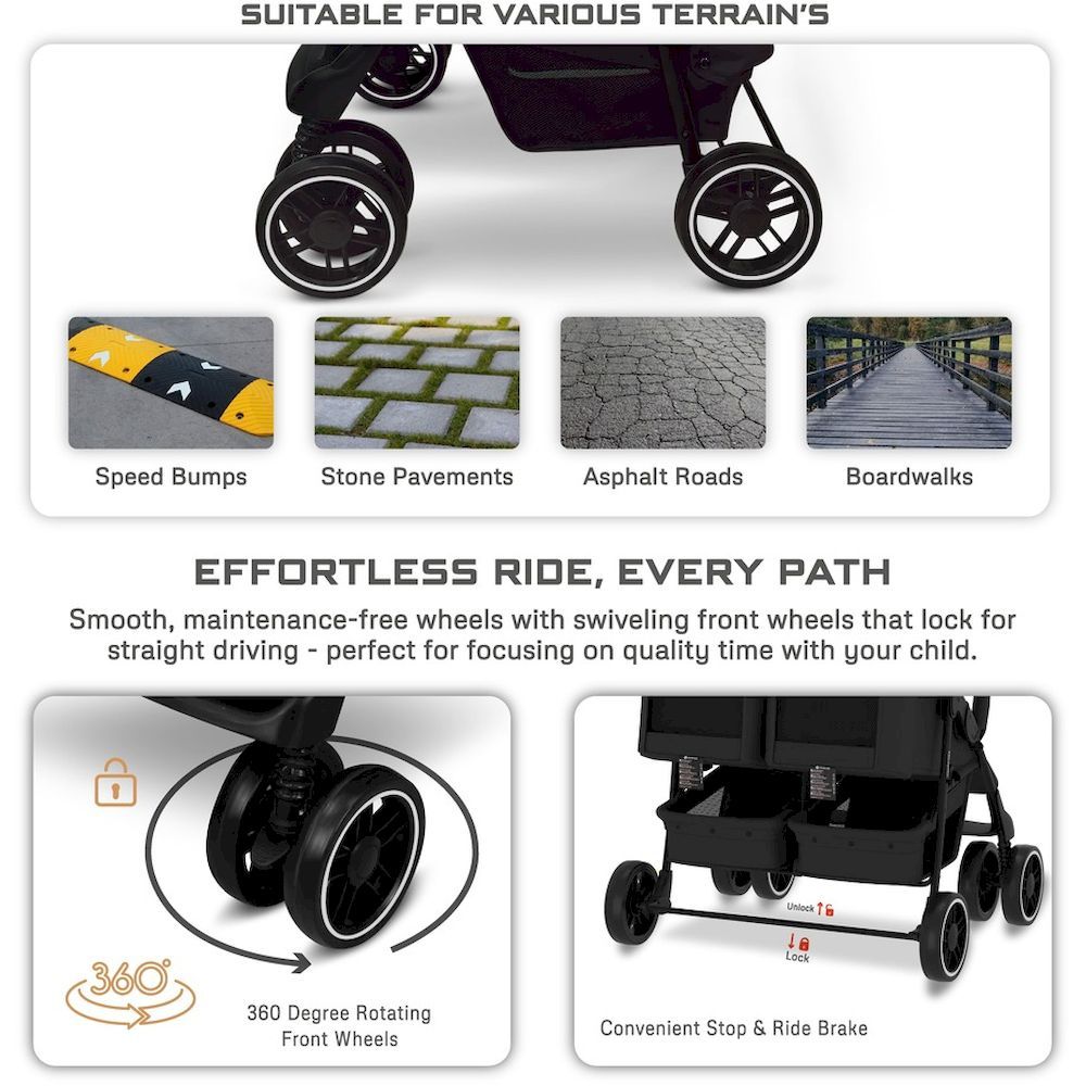 Neobreez Duadx Double Stroller Compact Twin Stroller