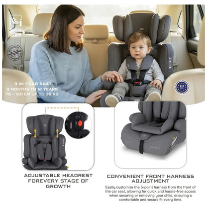 Neobreez ELEK 3-in-1 i-Size Toddler Car Seat – Grey