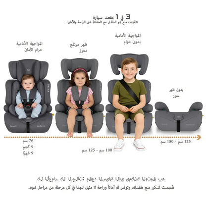 Neobreez ELEK 3-in-1 i-Size Toddler Car Seat – Grey