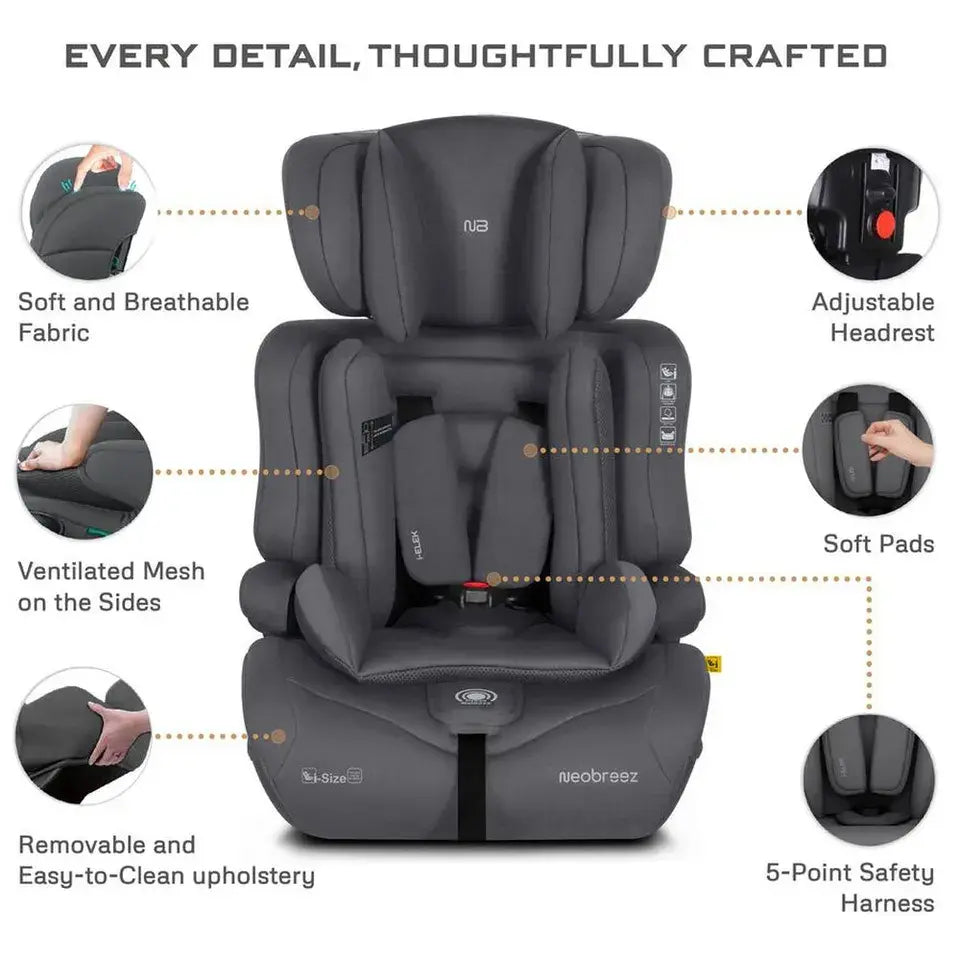 Neobreez ELEK 3-in-1 i-Size Toddler Car Seat – Grey