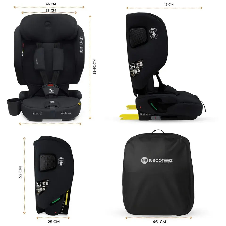 Neobreez Gento Compact Foldable Travel Car Seat with ISOFIX – Black