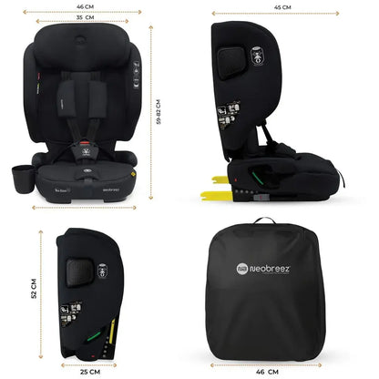 Neobreez Gento Compact Foldable Travel Car Seat with ISOFIX – Black