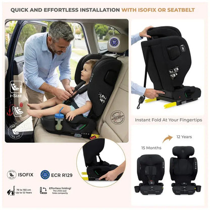 Neobreez Gento Compact Foldable Travel Car Seat with ISOFIX – Black