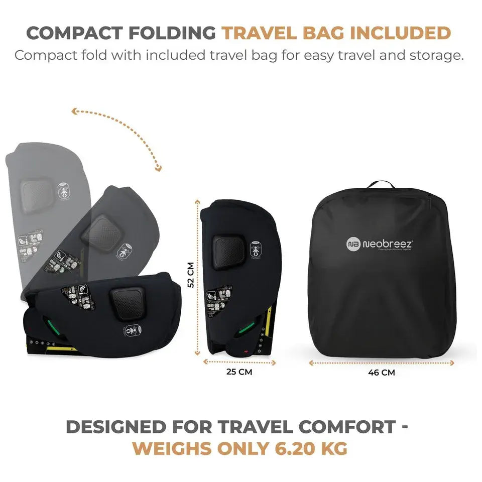 Neobreez Gento Compact Foldable Travel Car Seat with ISOFIX – Black